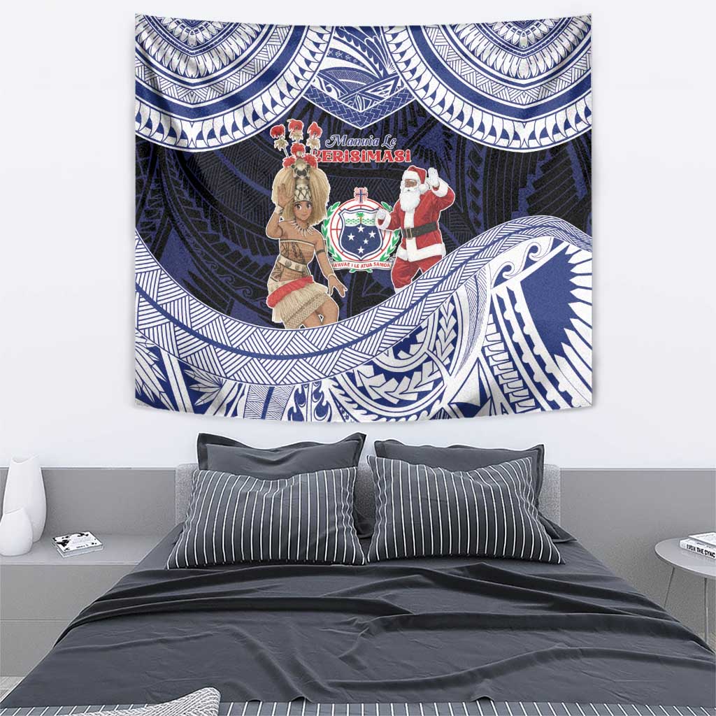 Samoa Christmas Tapestry Samoan Siva Dance With Santa - Polynesian Pride