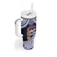Samoa Christmas Tumbler With Handle Samoan Siva Dance With Santa - Polynesian Pride