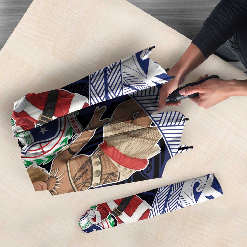 Samoa Christmas Umbrella Samoan Siva Dance With Santa - Polynesian Pride