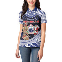 Samoa Christmas Women Polo Shirt Samoan Siva Dance With Santa - Polynesian Pride