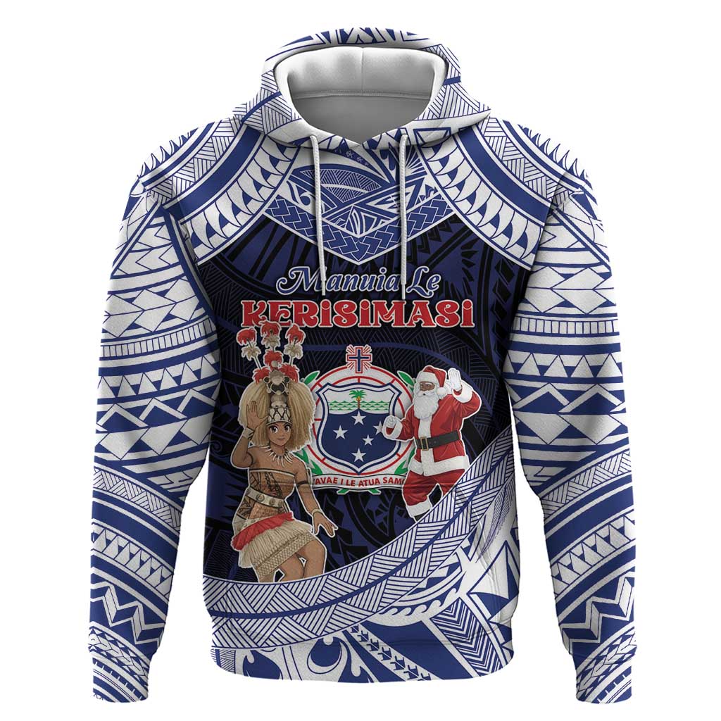 Samoa Christmas Zip Hoodie Samoan Siva Dance With Santa - Polynesian Pride