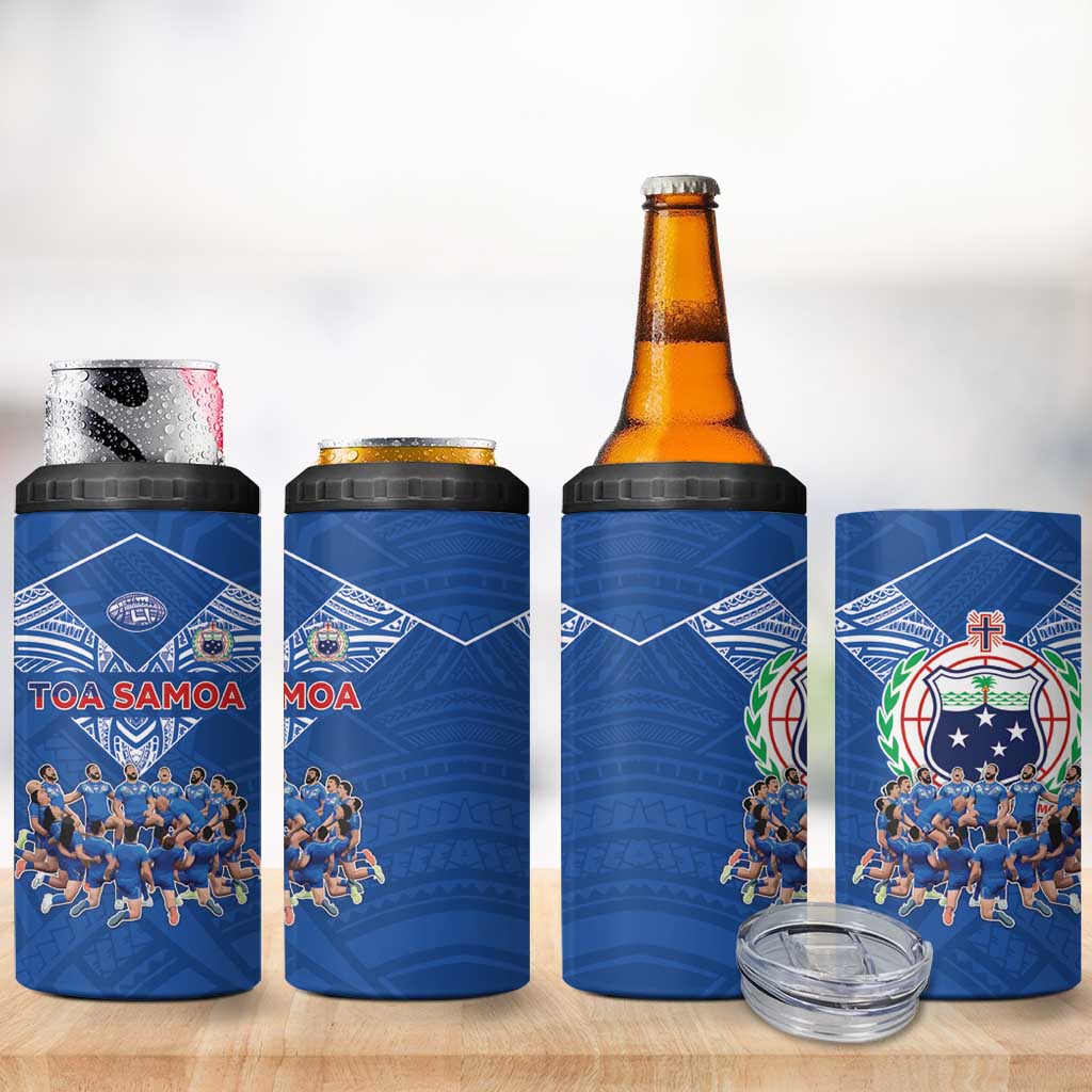 Toa Samoa 4 in 1 Can Cooler Tumbler Samoan Warrior Spirit Rugby - Polynesian Pride