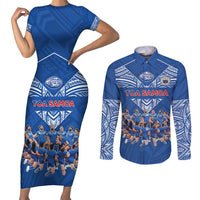Toa Samoa Couples Matching Short Sleeve Bodycon Dress and Long Sleeve Button Shirt Samoan Warrior Spirit Rugby - Polynesian Pride