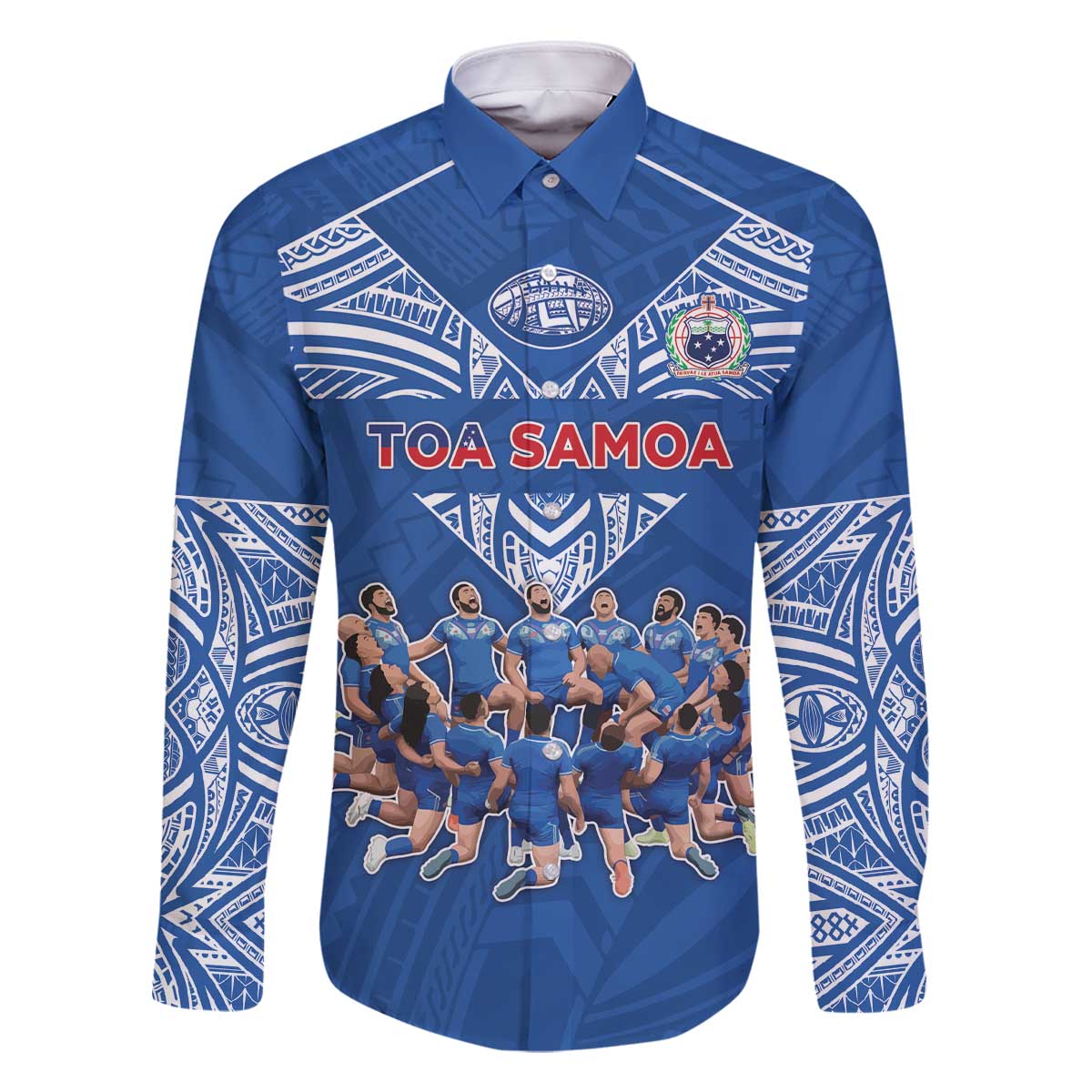 Toa Samoa Family Matching Off The Shoulder Long Sleeve Dress and Hawaiian Shirt Samoan Warrior Spirit Rugby - Polynesian Pride