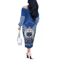 Toa Samoa Off The Shoulder Long Sleeve Dress Samoan Warrior Spirit Rugby - Polynesian Pride