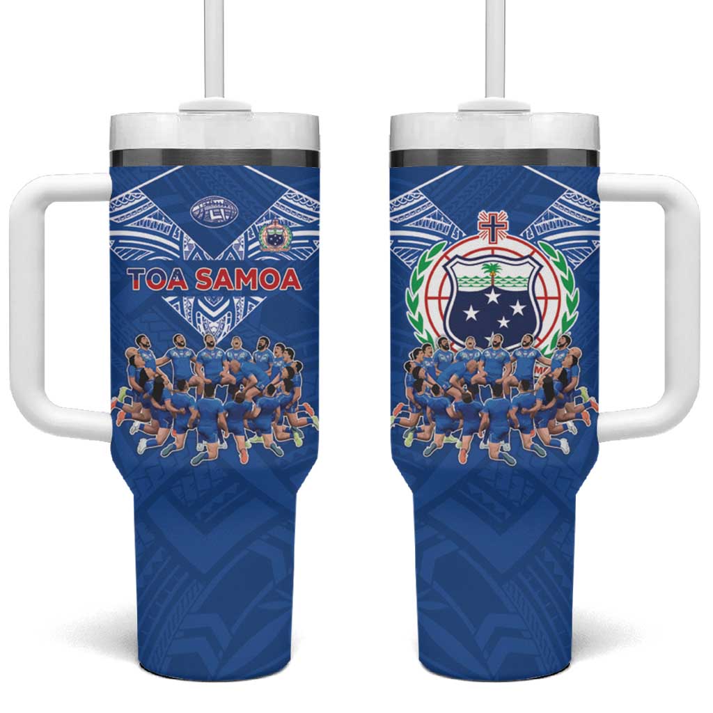 Toa Samoa Tumbler With Handle Samoan Warrior Spirit Rugby - Polynesian Pride