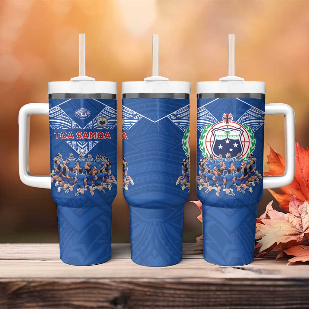 Toa Samoa Tumbler With Handle Samoan Warrior Spirit Rugby - Polynesian Pride