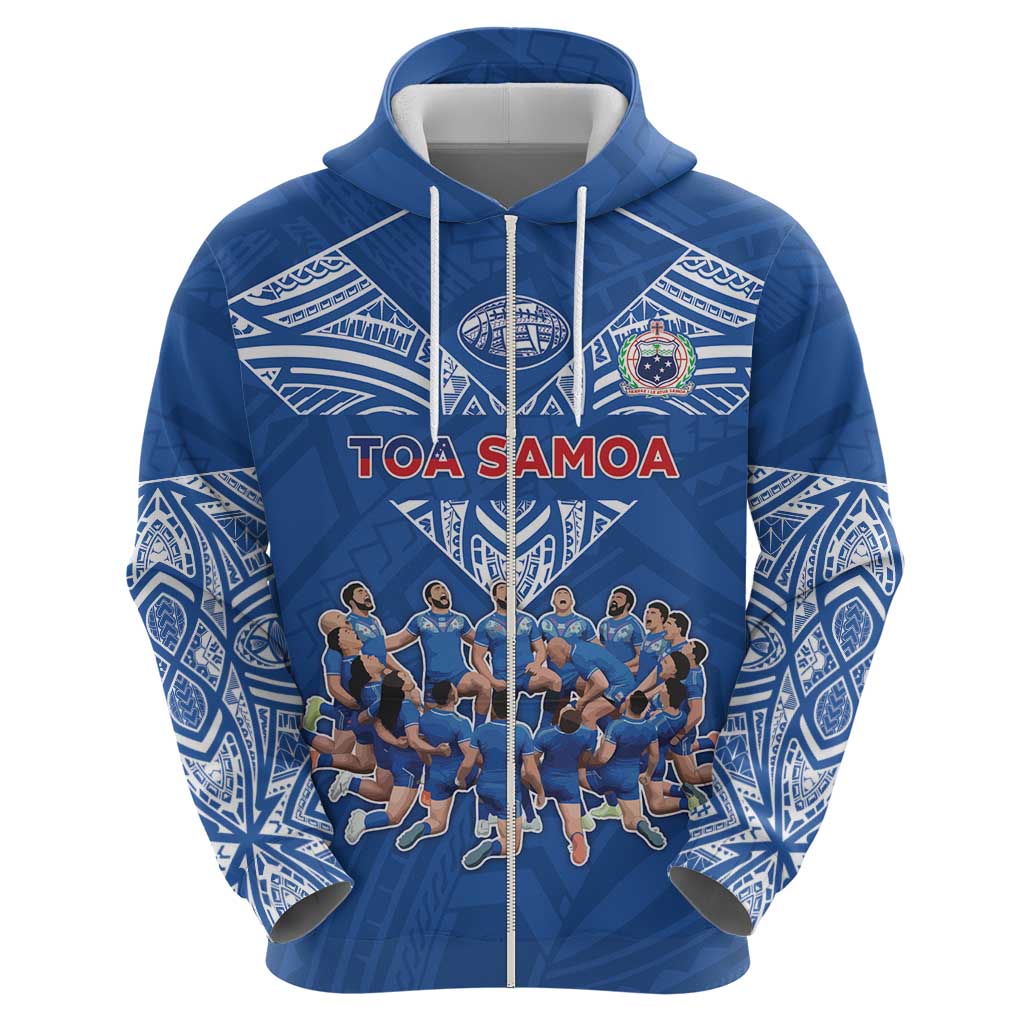 Toa Samoa Zip Hoodie Samoan Warrior Spirit Rugby - Polynesian Pride