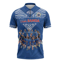 Toa Samoa Zipper Polo Shirt Samoan Warrior Spirit Rugby - Polynesian Pride