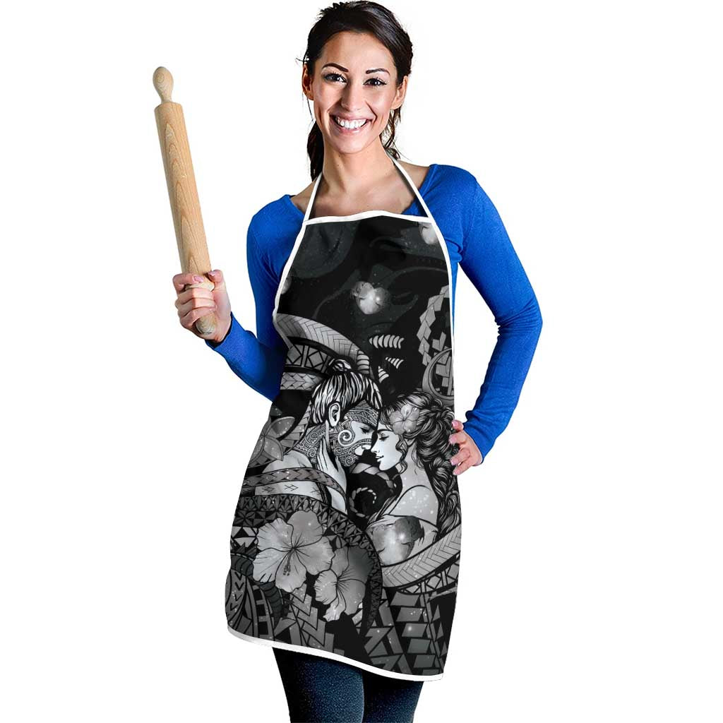 Maori Romantic Valentine Apron The Hongi Kiss Black Galaxy DT05 - Polynesian Pride