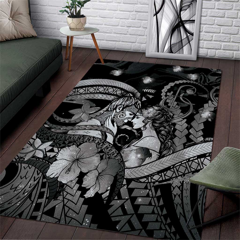 Maori Romantic Valentine Area Rug The Hongi Kiss Black Galaxy DT05 Black - Polynesian Pride