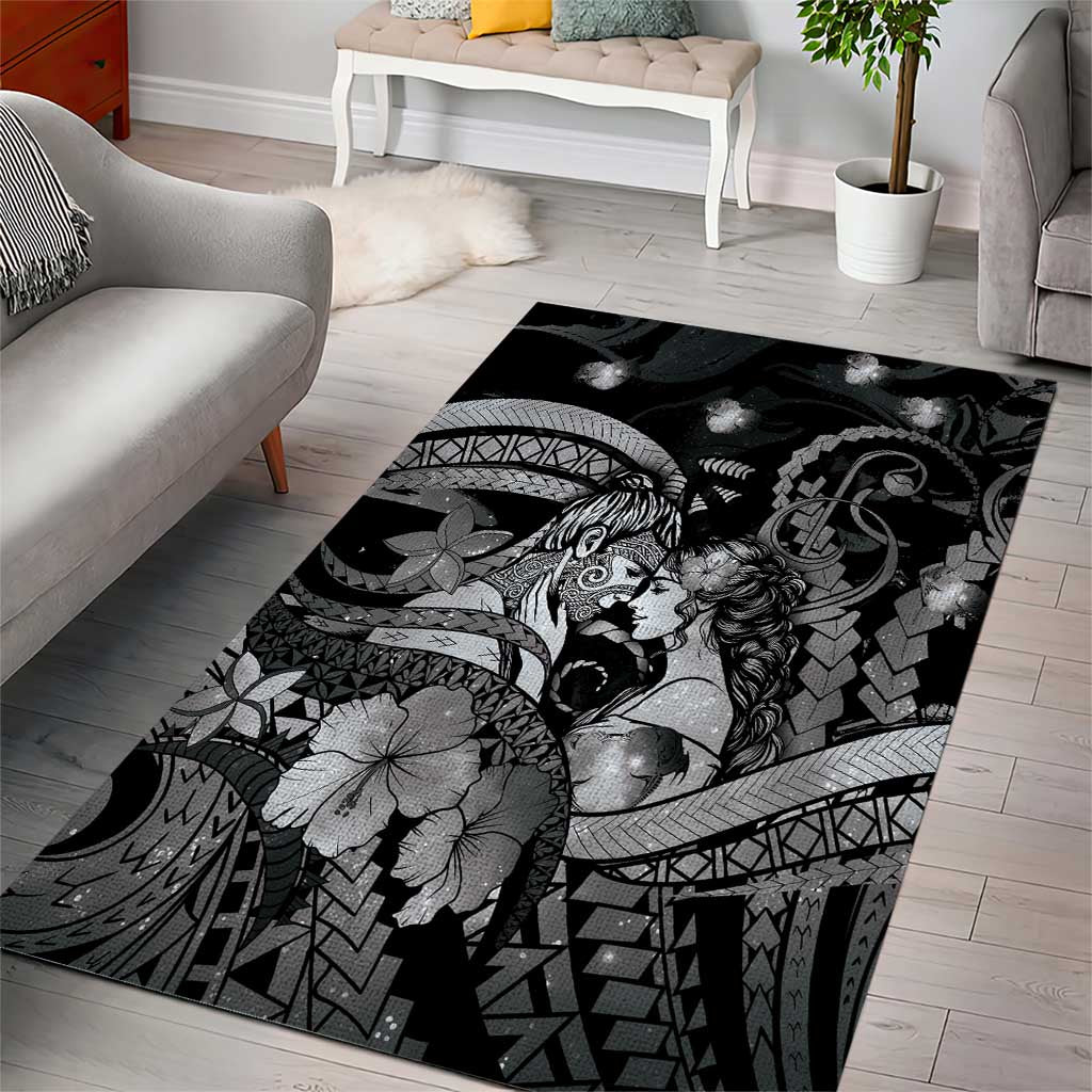 Maori Romantic Valentine Area Rug The Hongi Kiss Black Galaxy DT05 - Polynesian Pride