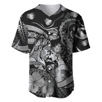 Personalised Maori Romantic Valentine Baseball Jersey The Hongi Kiss Black Galaxy DT05 Black - Polynesian Pride