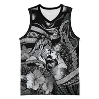 Personalised Maori Romantic Valentine Basketball Jersey The Hongi Kiss Black Galaxy DT05 Unisex Black - Polynesian Pride