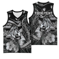 Personalised Maori Romantic Valentine Basketball Jersey The Hongi Kiss Black Galaxy DT05 - Polynesian Pride