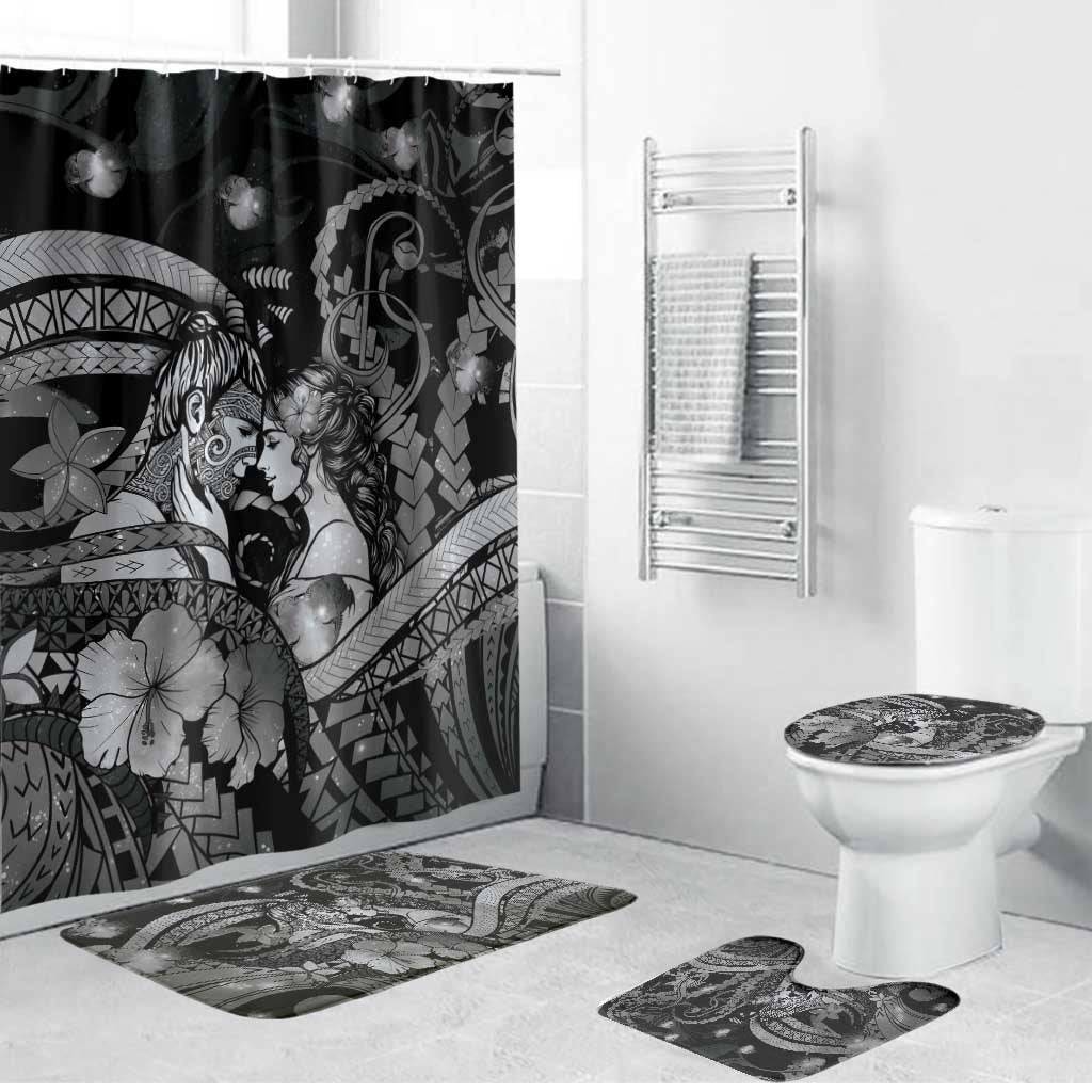 Maori Romantic Valentine Bathroom Set The Hongi Kiss Black Galaxy DT05 Bathroom Set (4 pcs) Black - Polynesian Pride