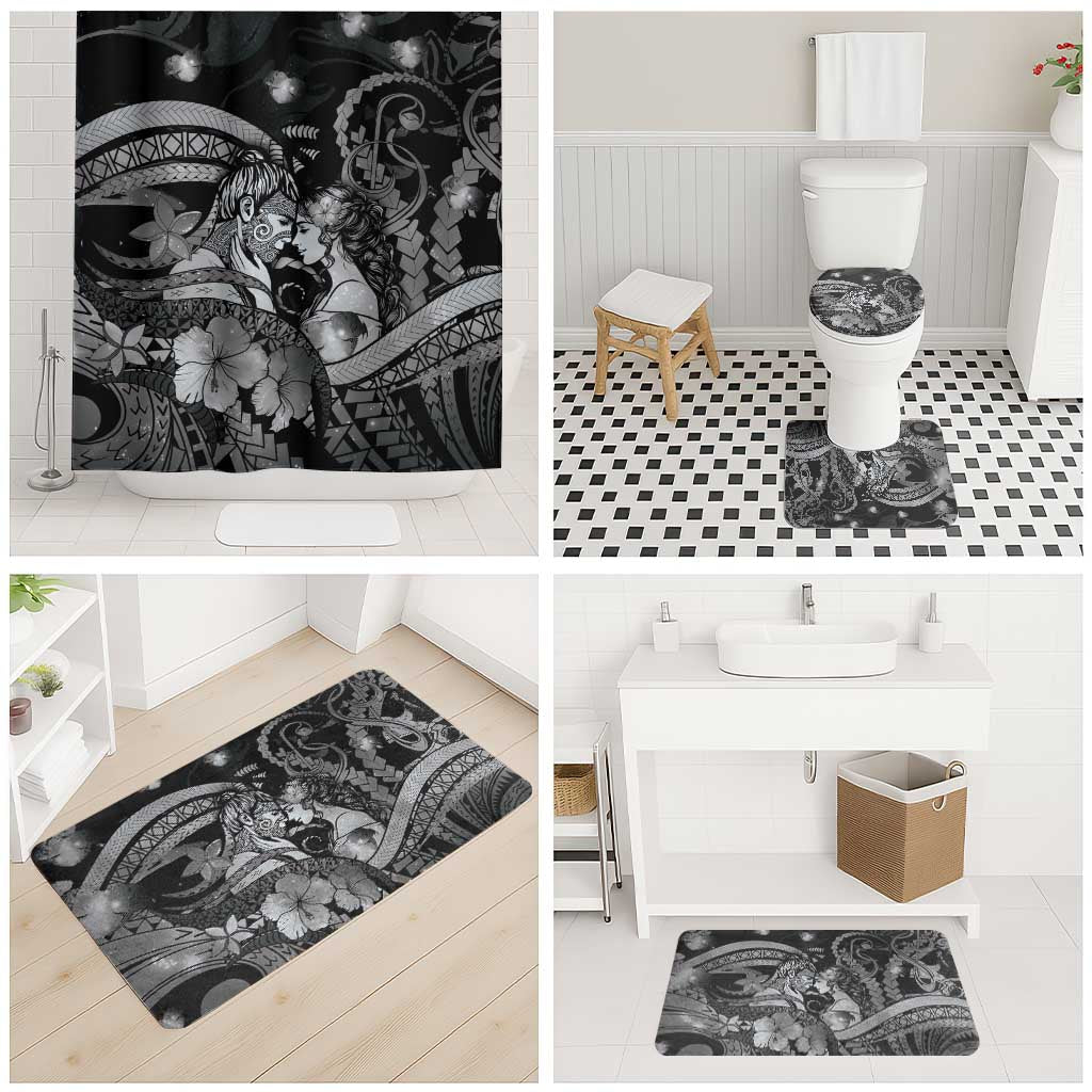 Maori Romantic Valentine Bathroom Set The Hongi Kiss Black Galaxy DT05 - Polynesian Pride