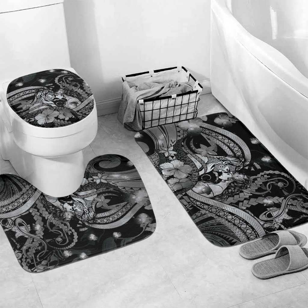 Maori Romantic Valentine Bathroom Set The Hongi Kiss Black Galaxy DT05 Mat Set Only (3 pcs) One Size Black - Polynesian Pride