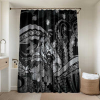 Maori Romantic Valentine Bathroom Set The Hongi Kiss Black Galaxy DT05 Shower Curtain Only Black - Polynesian Pride