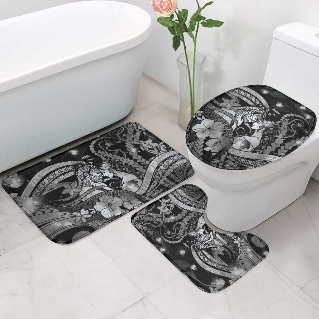 Maori Romantic Valentine Bathroom Set The Hongi Kiss Black Galaxy DT05 - Polynesian Pride