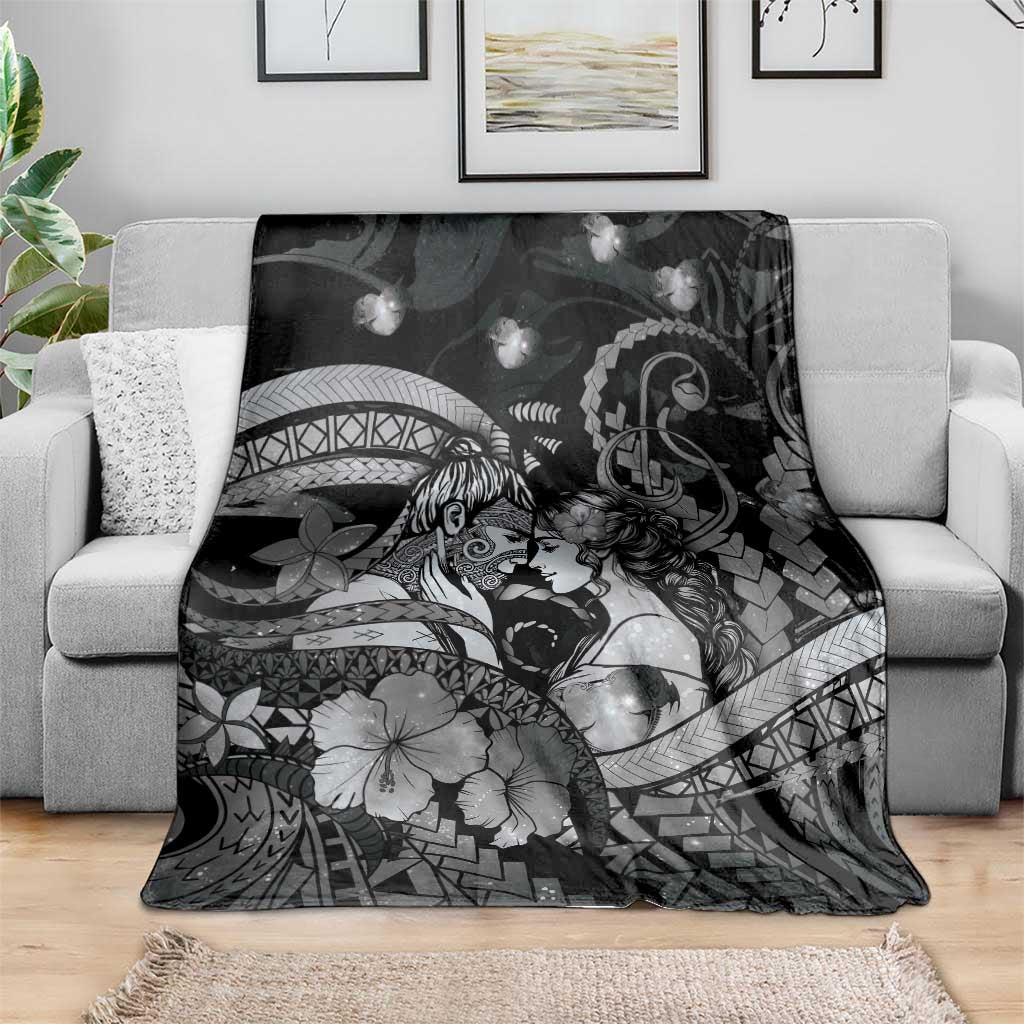 Maori Romantic Valentine Blanket The Hongi Kiss Black Galaxy DT05 - Polynesian Pride