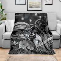 Maori Romantic Valentine Blanket The Hongi Kiss Black Galaxy DT05 - Polynesian Pride
