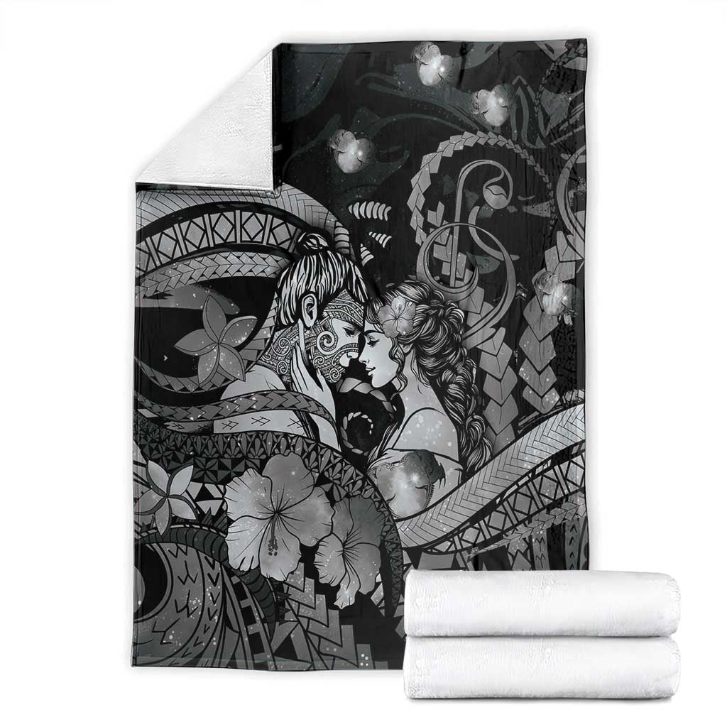 Maori Romantic Valentine Blanket The Hongi Kiss Black Galaxy DT05 - Polynesian Pride