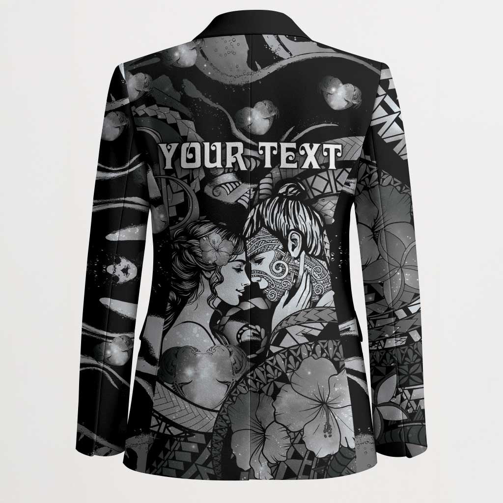 Personalised Maori Romantic Valentine Blazer The Hongi Kiss Black Galaxy DT05 - Polynesian Pride