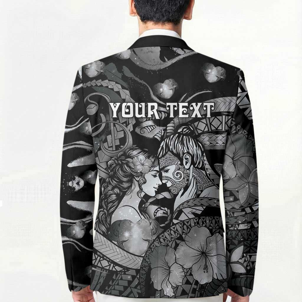 Personalised Maori Romantic Valentine Blazer The Hongi Kiss Black Galaxy DT05 - Polynesian Pride