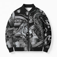 Personalised Maori Romantic Valentine Bomber Puffer Jacket The Hongi Kiss Black Galaxy DT05 Unisex Black - Polynesian Pride