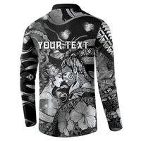 Personalised Maori Romantic Valentine Button Sweatshirt The Hongi Kiss Black Galaxy DT05 - Polynesian Pride