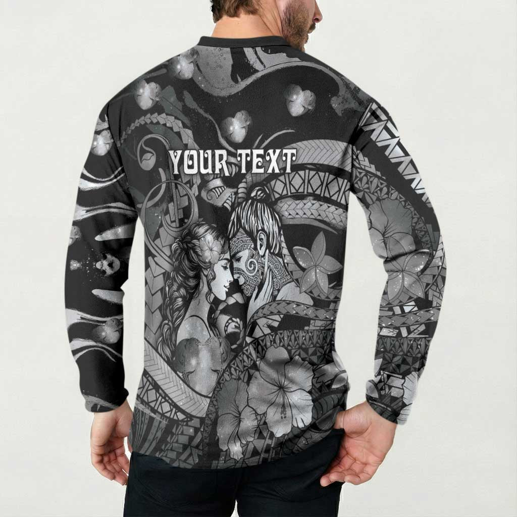 Personalised Maori Romantic Valentine Button Sweatshirt The Hongi Kiss Black Galaxy DT05 - Polynesian Pride