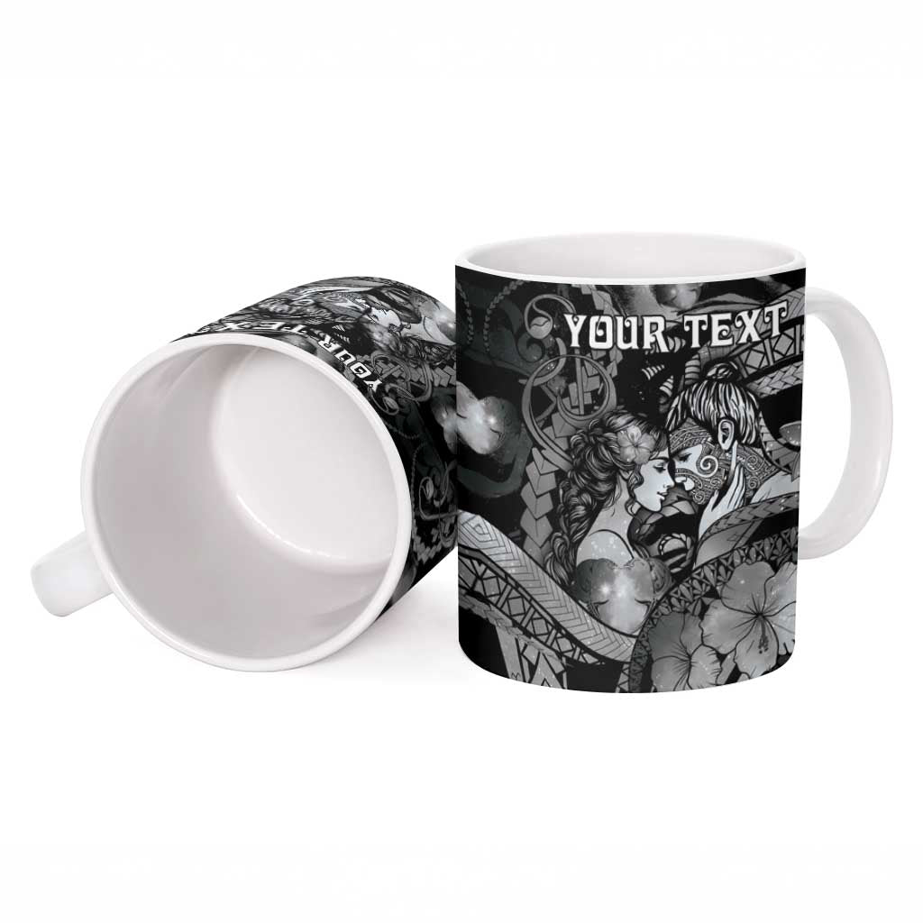 Personalised Maori Romantic Valentine Ceramic Mug The Hongi Kiss Black Galaxy DT05 - Polynesian Pride