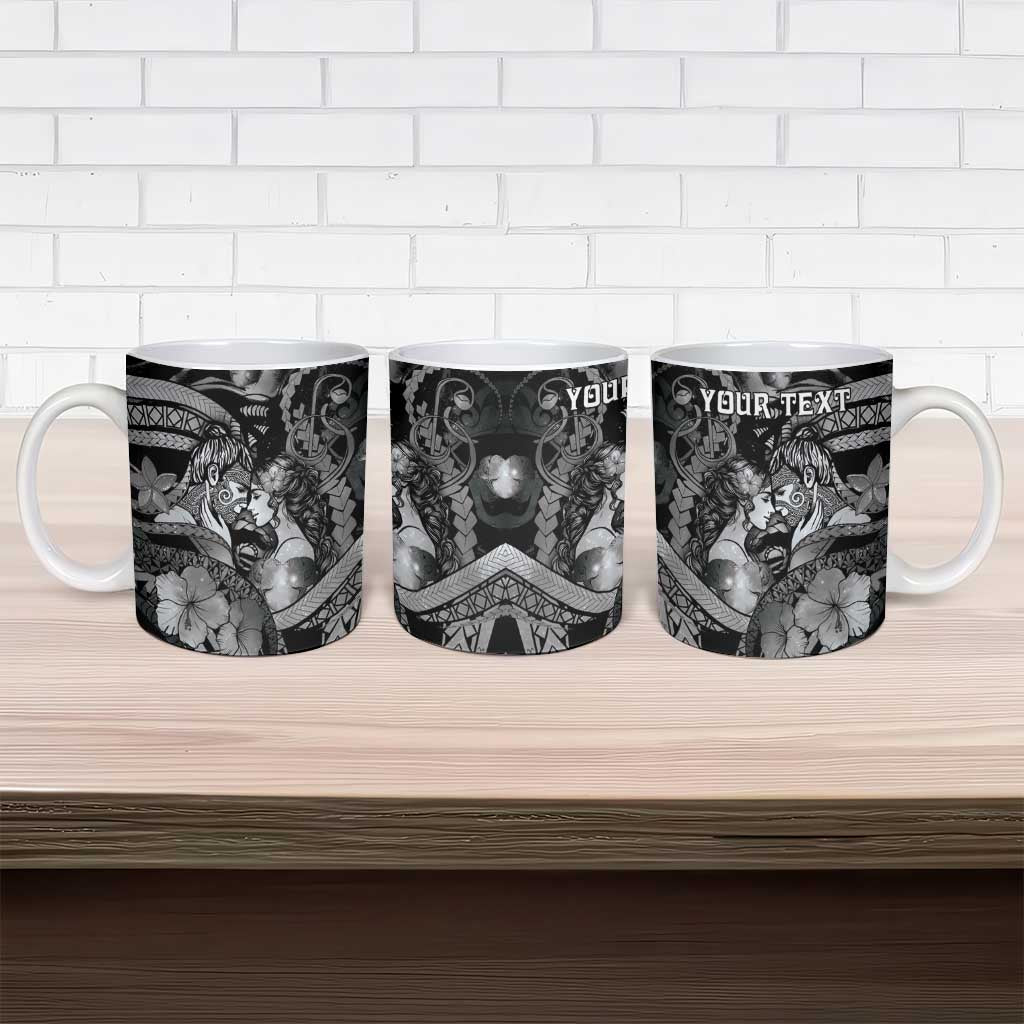 Personalised Maori Romantic Valentine Ceramic Mug The Hongi Kiss Black Galaxy DT05 - Polynesian Pride