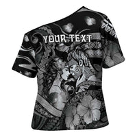 Personalised Maori Romantic Valentine Cross Shoulder Shirt The Hongi Kiss Black Galaxy DT05 - Polynesian Pride