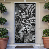Personalised Maori Romantic Valentine Door Cover The Hongi Kiss Black Galaxy DT05 Black - Polynesian Pride