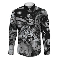 Personalised Maori Romantic Valentine Family Matching Mermaid Dress and Hawaiian Shirt The Hongi Kiss Black Galaxy