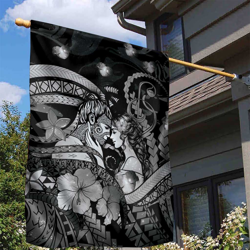 Maori Romantic Valentine Garden Flag The Hongi Kiss Black Galaxy DT05 - Polynesian Pride