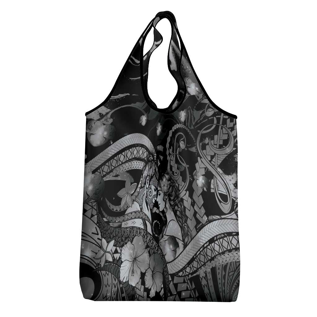 Maori Romantic Valentine Grocery Bag The Hongi Kiss Black Galaxy DT05 - Polynesian Pride