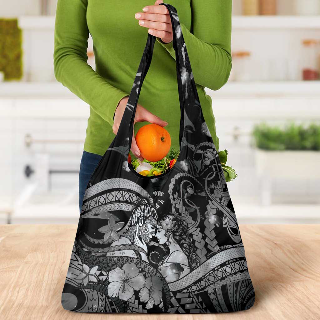 Maori Romantic Valentine Grocery Bag The Hongi Kiss Black Galaxy DT05 - Polynesian Pride