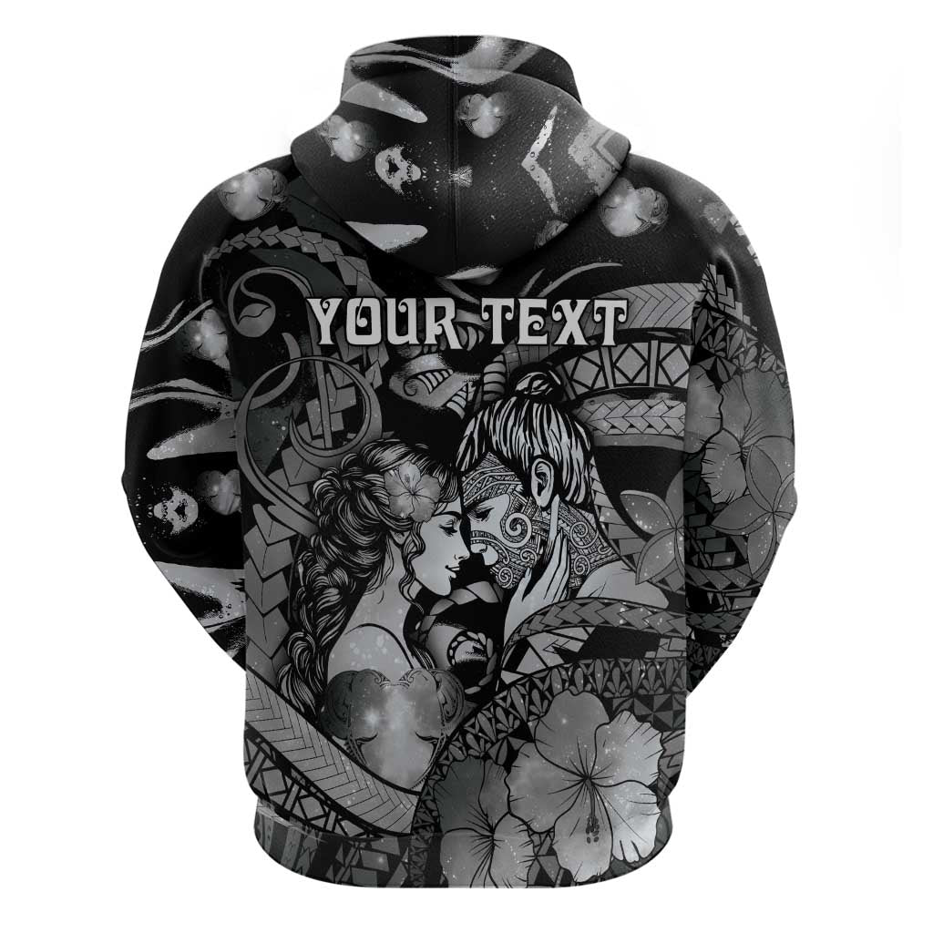 Personalised Maori Romantic Valentine Hoodie The Hongi Kiss Black Galaxy DT05 - Polynesian Pride