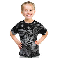 Personalised Maori Romantic Valentine Kid T Shirt The Hongi Kiss Black Galaxy DT05 Black - Polynesian Pride