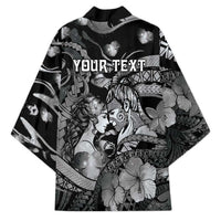 Personalised Maori Romantic Valentine Kimono The Hongi Kiss Black Galaxy DT05 - Polynesian Pride