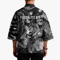 Personalised Maori Romantic Valentine Kimono The Hongi Kiss Black Galaxy DT05 - Polynesian Pride
