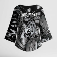 Personalised Maori Romantic Valentine Kimono Sleeve Blouse The Hongi Kiss Black Galaxy DT05 - Polynesian Pride