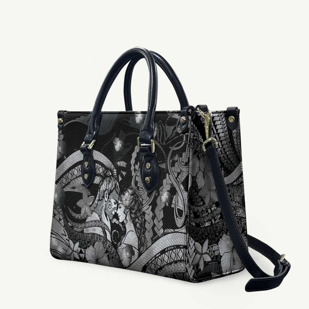 Maori Romantic Valentine Leather Bag The Hongi Kiss Black Galaxy DT05 Black - Polynesian Pride