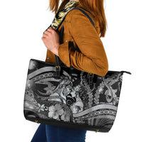 Maori Romantic Valentine Leather Tote Bag The Hongi Kiss Black Galaxy DT05 Black - Polynesian Pride
