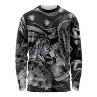Personalised Maori Romantic Valentine Long Sleeve Shirt The Hongi Kiss Black Galaxy DT05 Unisex Black - Polynesian Pride