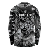 Personalised Maori Romantic Valentine Long Sleeve Shirt The Hongi Kiss Black Galaxy DT05 - Polynesian Pride