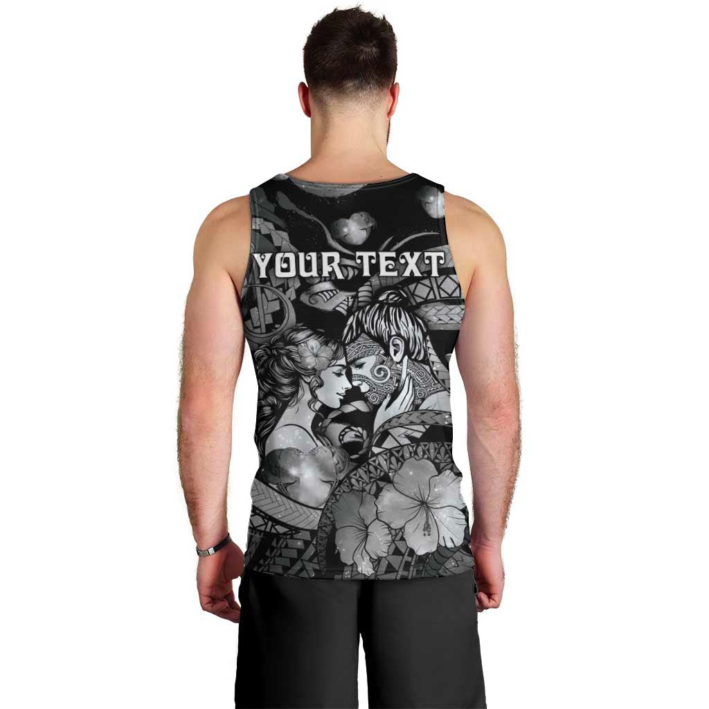 Personalised Maori Romantic Valentine Men Tank Top The Hongi Kiss Black Galaxy DT05 - Polynesian Pride